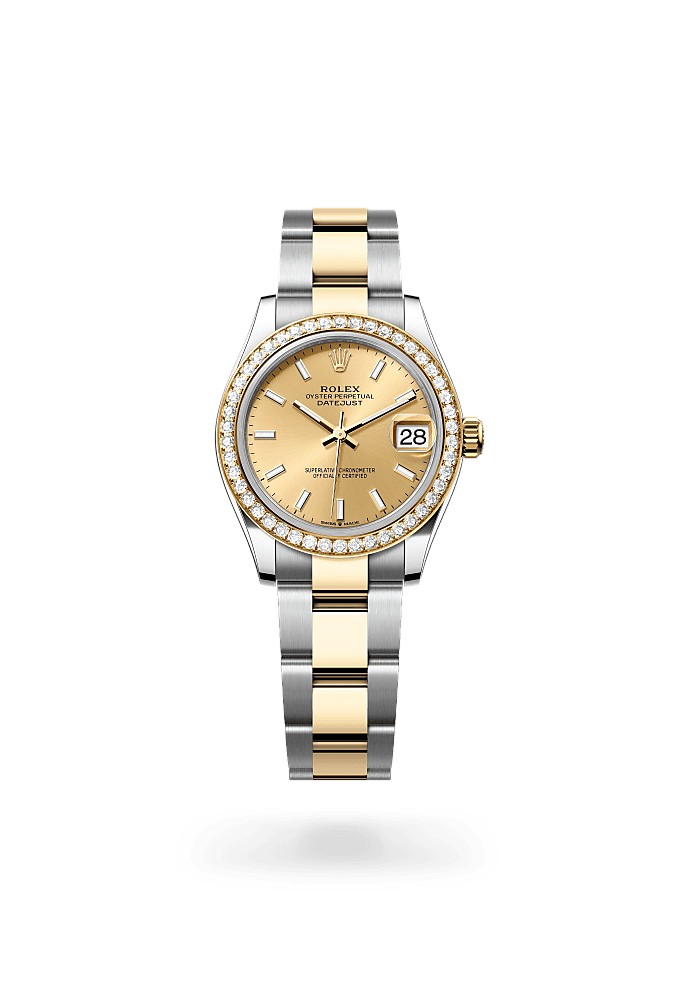 日志型 31, 蚝式，31毫米，钻石、黄金及蚝式钢, 表盘 : 香槟色, Rolex
