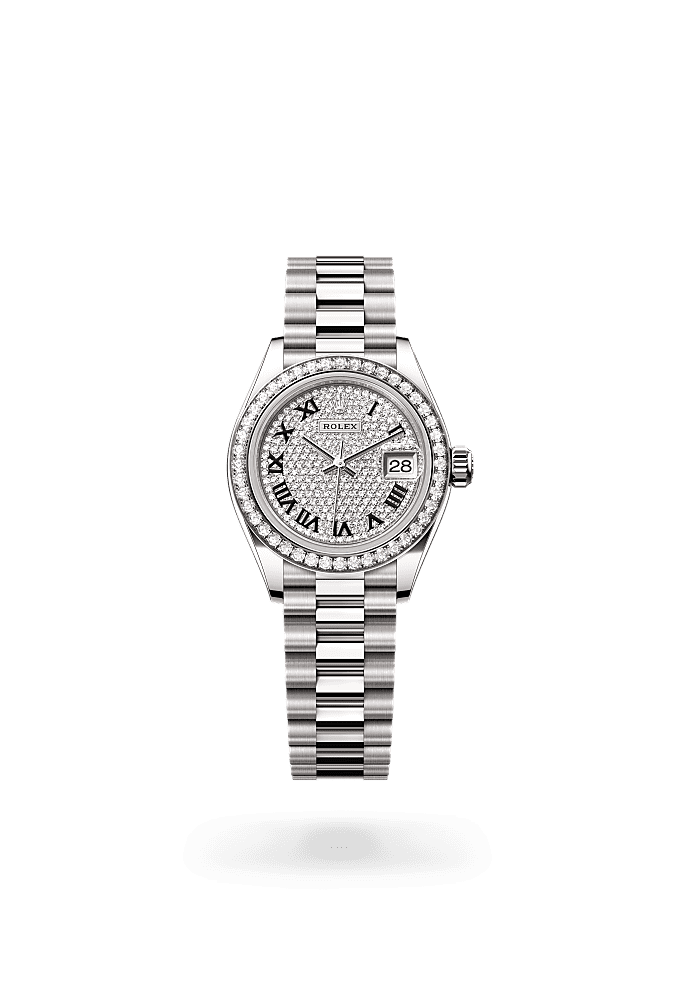 Lady-Datejust, Oyster, 28 mm, white gold and diamonds, Dial : Diamond-paved, Rolex