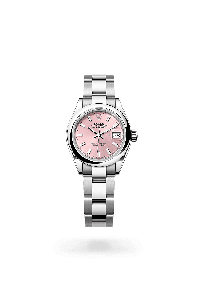 女装日志型, 蚝式,28毫米,蚝式钢, 表盘 : 粉红色, Rolex