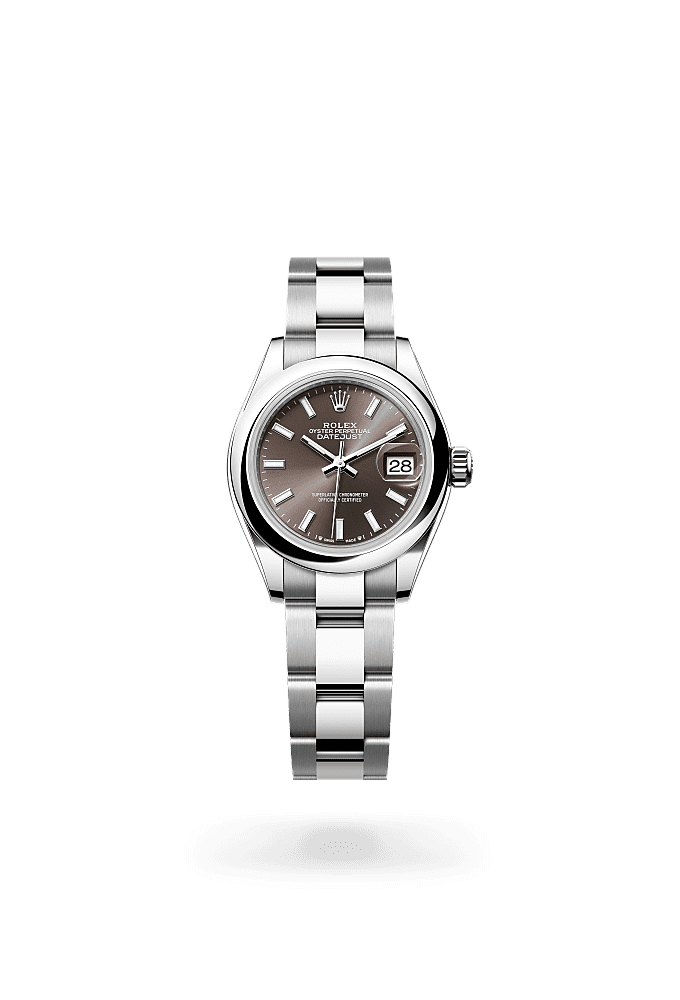 Lady-Datejust, Oyster, 28 mm, Oystersteel, Dial : Dark grey, Rolex