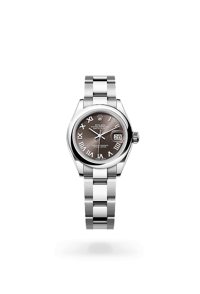 Lady-Datejust, Oyster, 28 mm, Oystersteel, Dial : Dark grey, Rolex