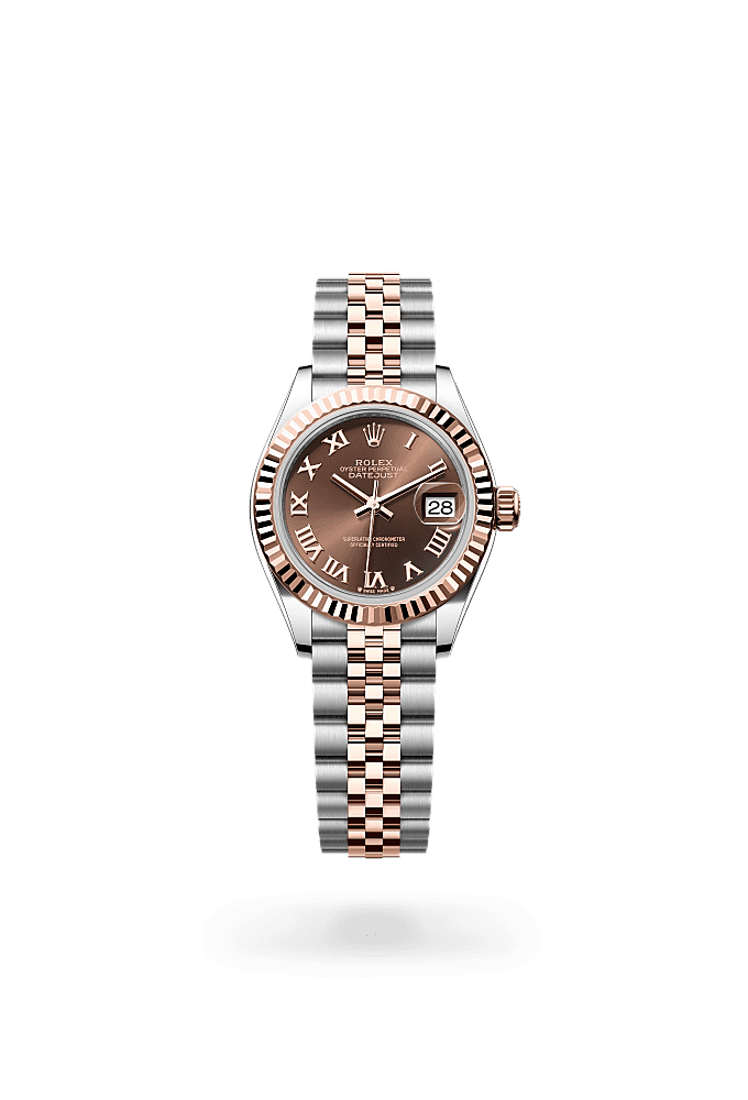 Lady-Datejust, Oyster, 28 mm, Oystersteel and Everose gold, Dial : Chocolate, Rolex