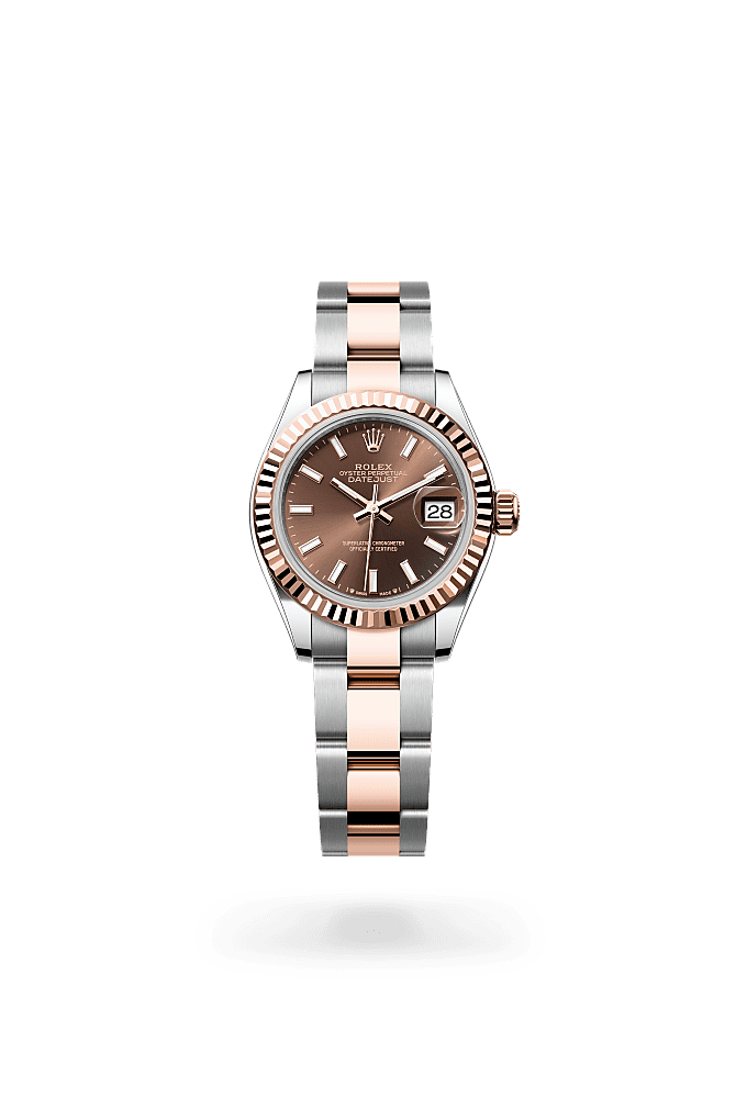 Lady-Datejust, Oyster, 28 mm, Oystersteel and Everose gold, Dial : Chocolate, Rolex