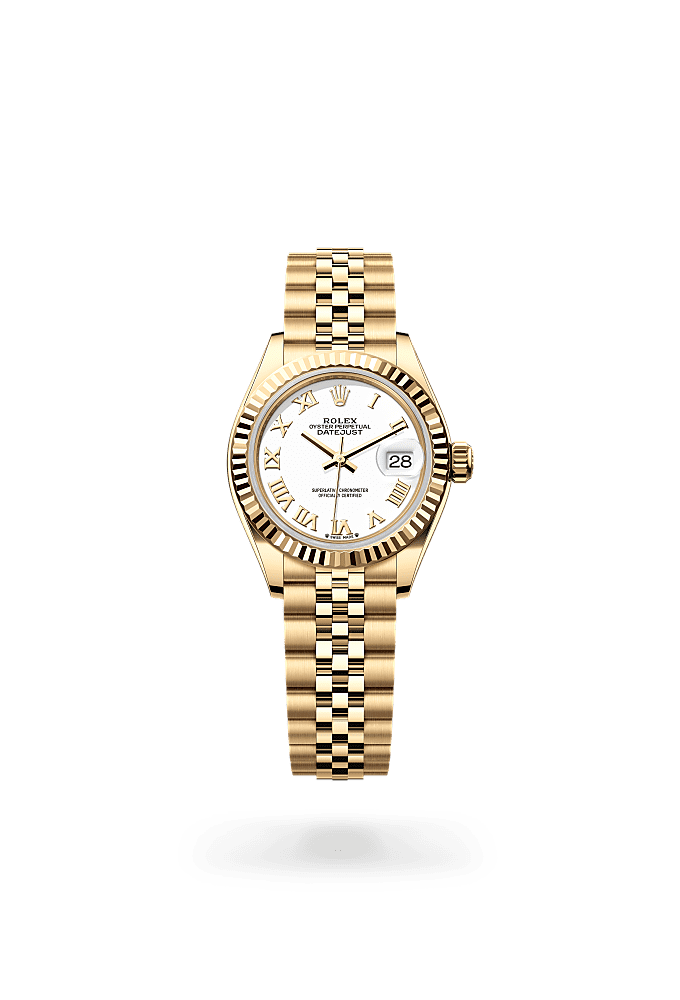 Lady-Datejust, Oyster, 28 mm, yellow gold, Dial : White, Rolex