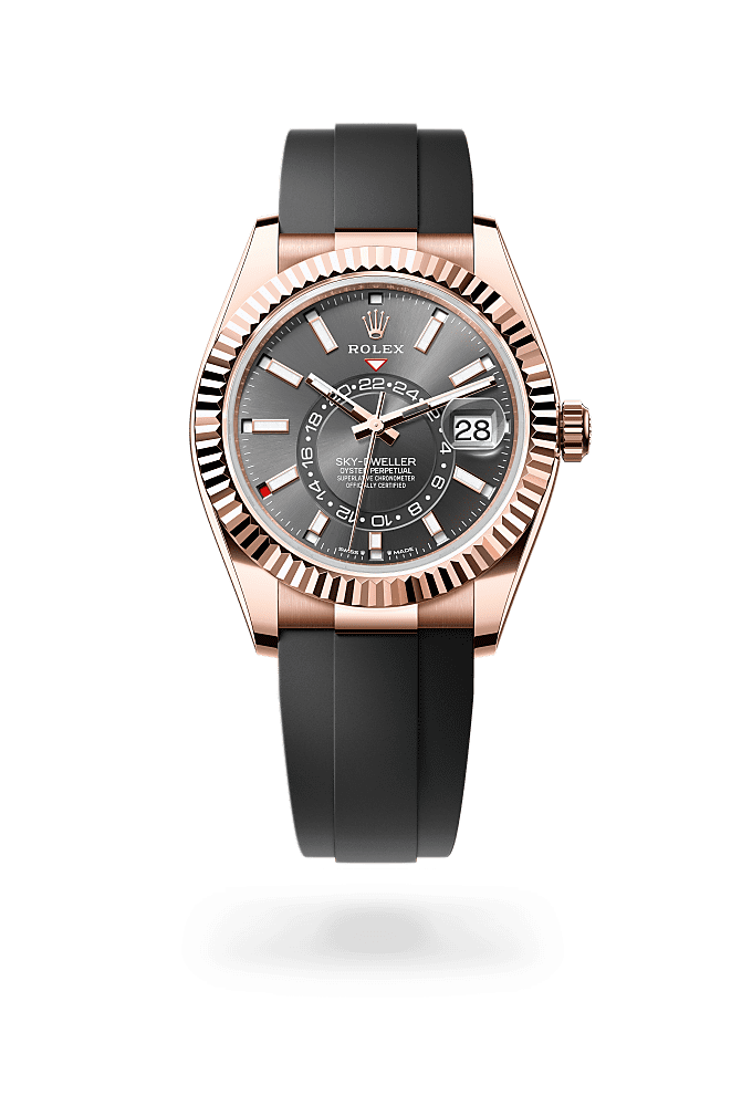 Sky-Dweller, Oyster, 42 mm, Everose gold, Dial : Slate, Rolex