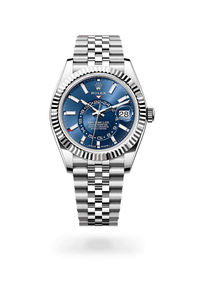 Sky-Dweller, Oyster, 42 mm, Oystersteel and white gold, Dial : Bright blue, Rolex