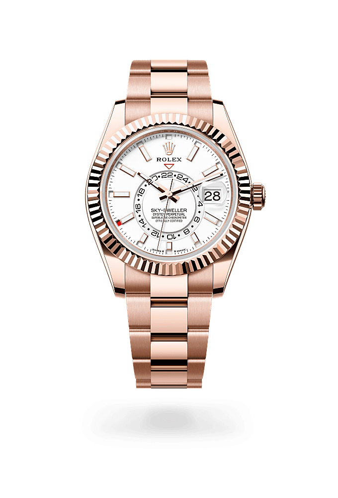 Sky-Dweller, Oyster, 42 mm, Everose gold, Dial : Intense white, Rolex