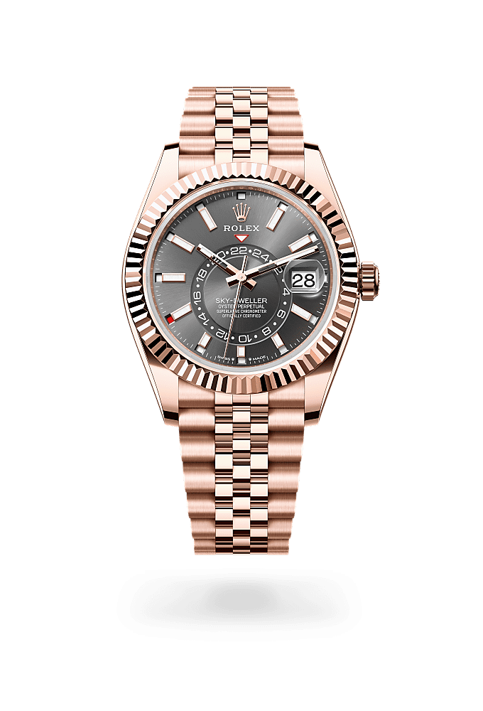 Sky-Dweller, Oyster, 42 mm, Everose gold, Dial : Slate, Rolex
