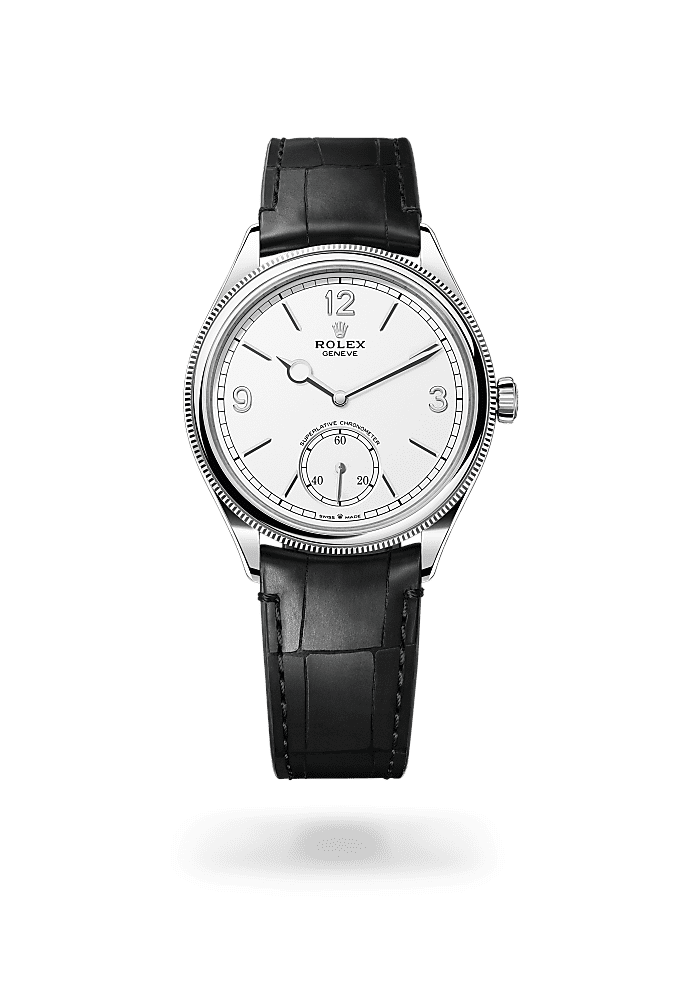 1908, 39 mm, 18 ct white gold, polished finish, Dial : Intense white, Rolex