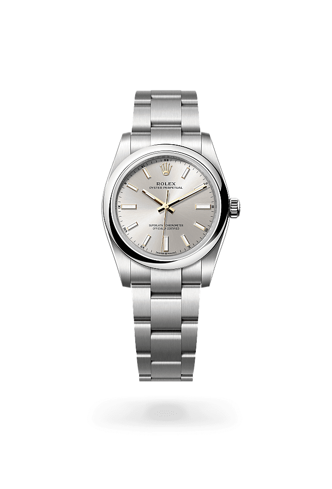 蚝式恒动型 34, 蚝式，34毫米，蚝式钢, 表盘 : 银色, Rolex