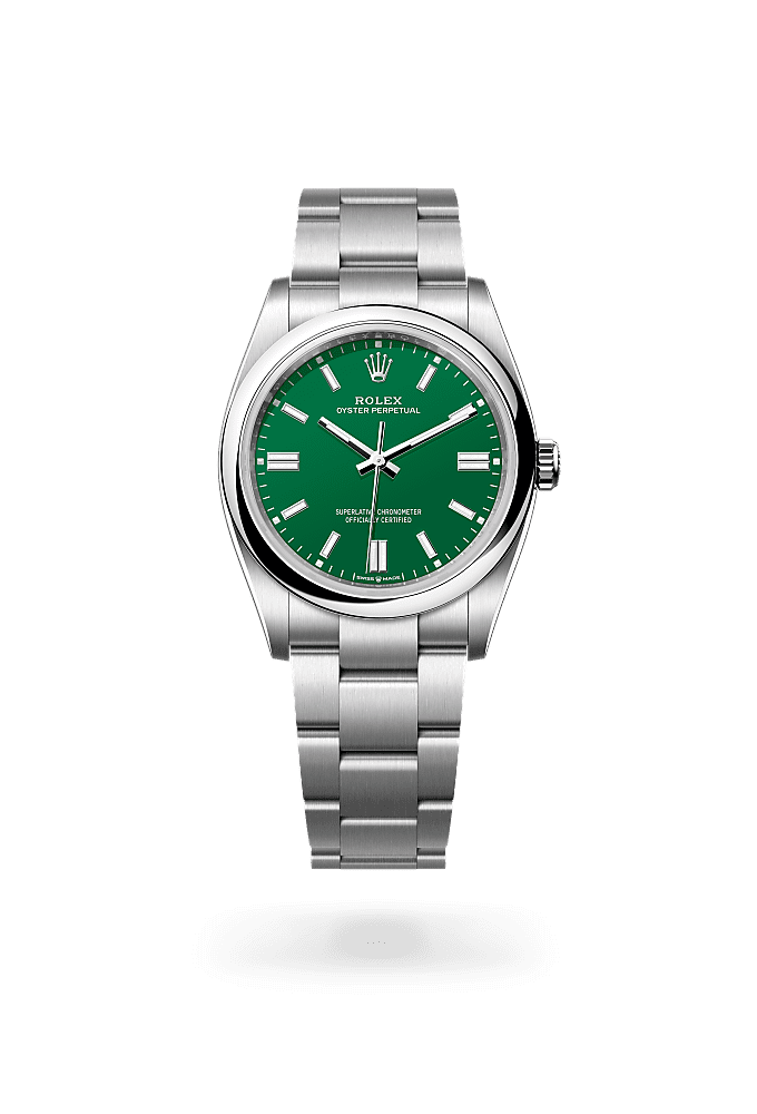 蚝式恒动型 36, 蚝式，36毫米，蚝式钢, 表盘 : 绿色, Rolex