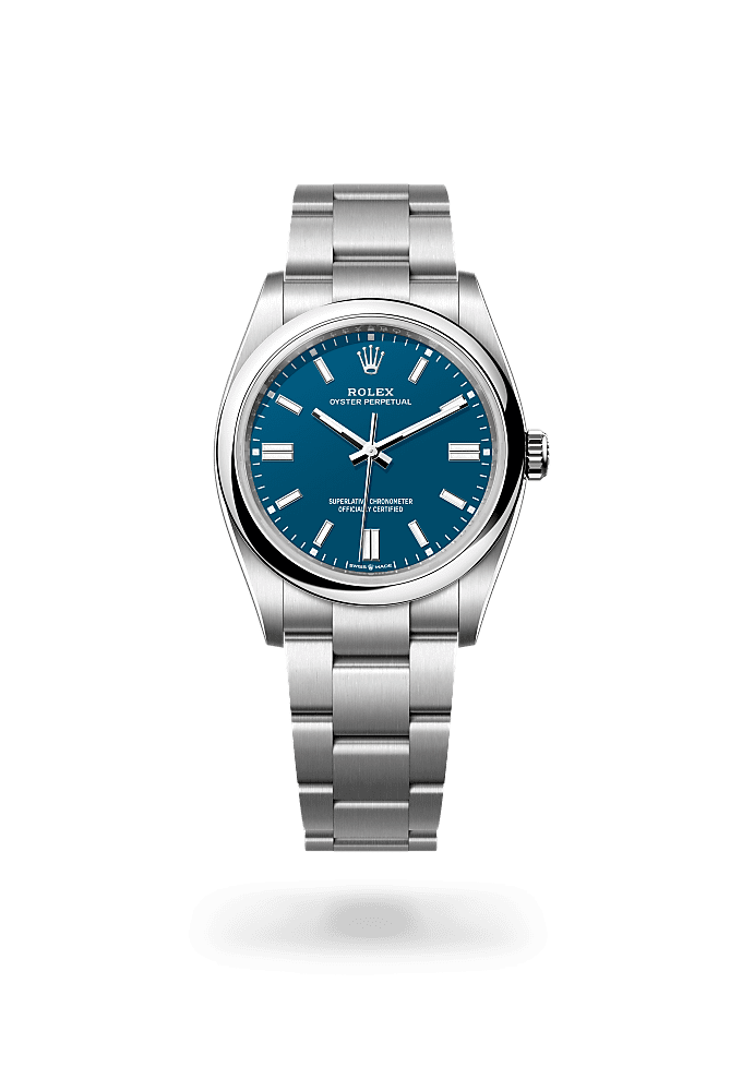 蚝式恒动型 36, 蚝式，36毫米，蚝式钢, 表盘 : <i>Med blue</i>, Rolex