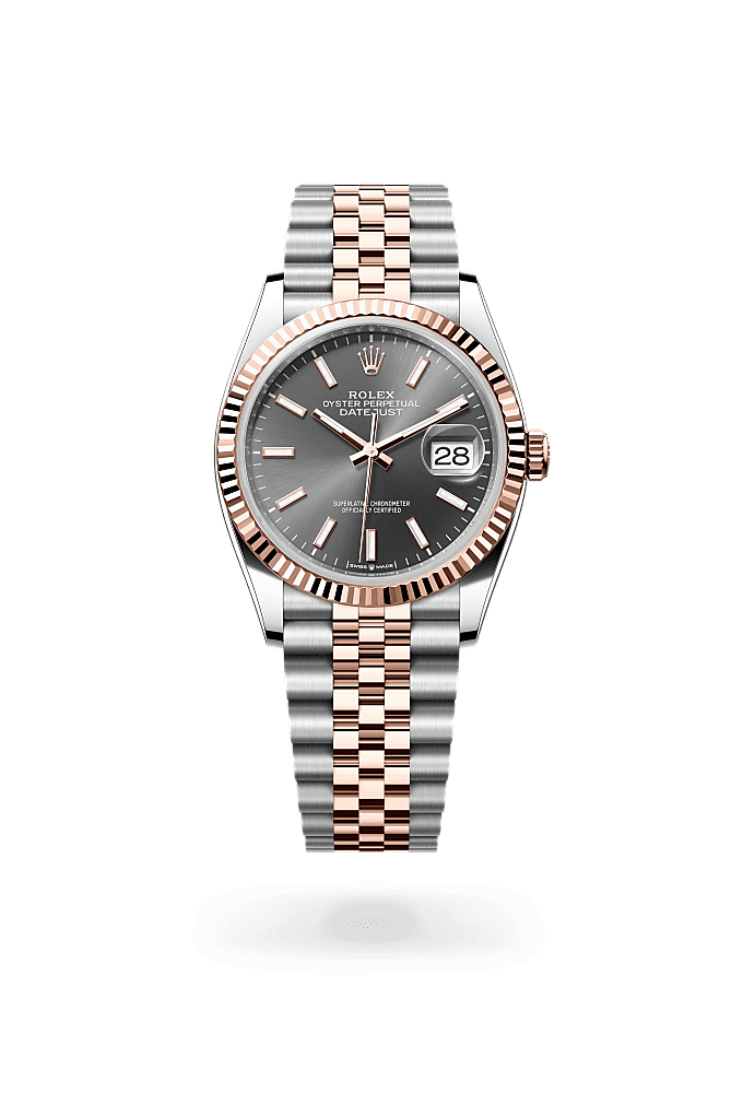 日志型 36, 蚝式，36毫米，永恒玫瑰金及蚝式钢, 表盘 : 石板灰色, Rolex