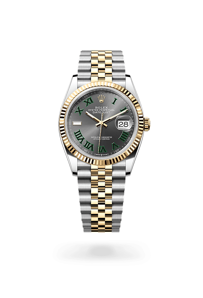 日志型 36, 蚝式，36毫米，黄金及蚝式钢, 表盘 : 石板灰色, Rolex
