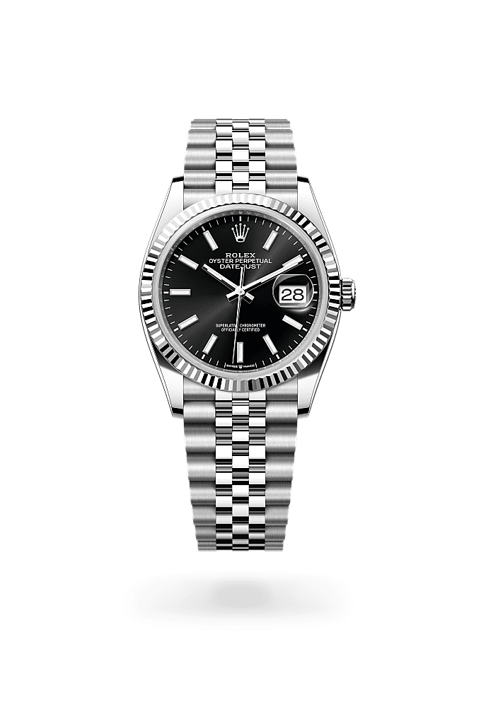 Datejust 36, Oyster, 36 mm, Oystersteel and white gold, Dial : Bright black, Rolex