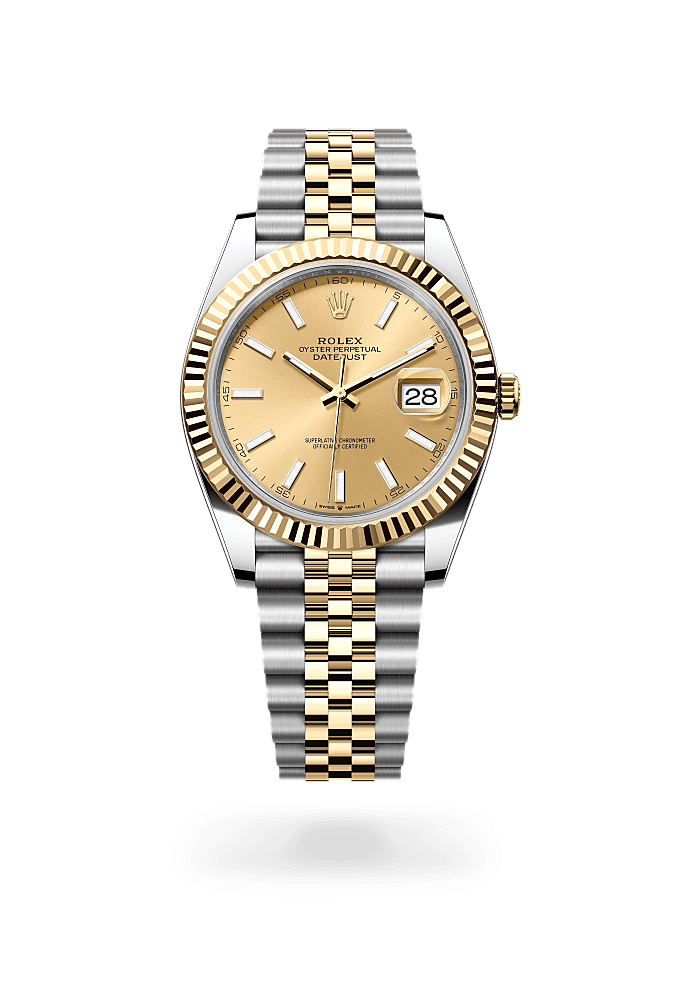 日志型 41, 蚝式，41毫米，黄金及蚝式钢, 表盘 : 香槟色, Rolex