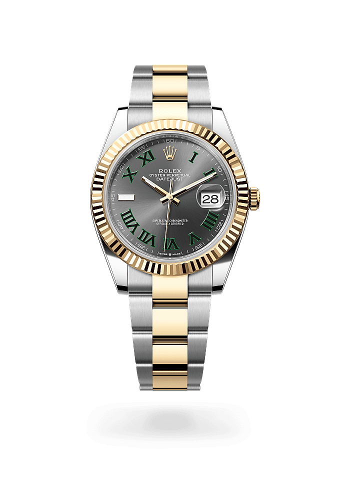 日志型 41, 蚝式，41毫米，黄金及蚝式钢, 表盘 : 石板灰色, Rolex