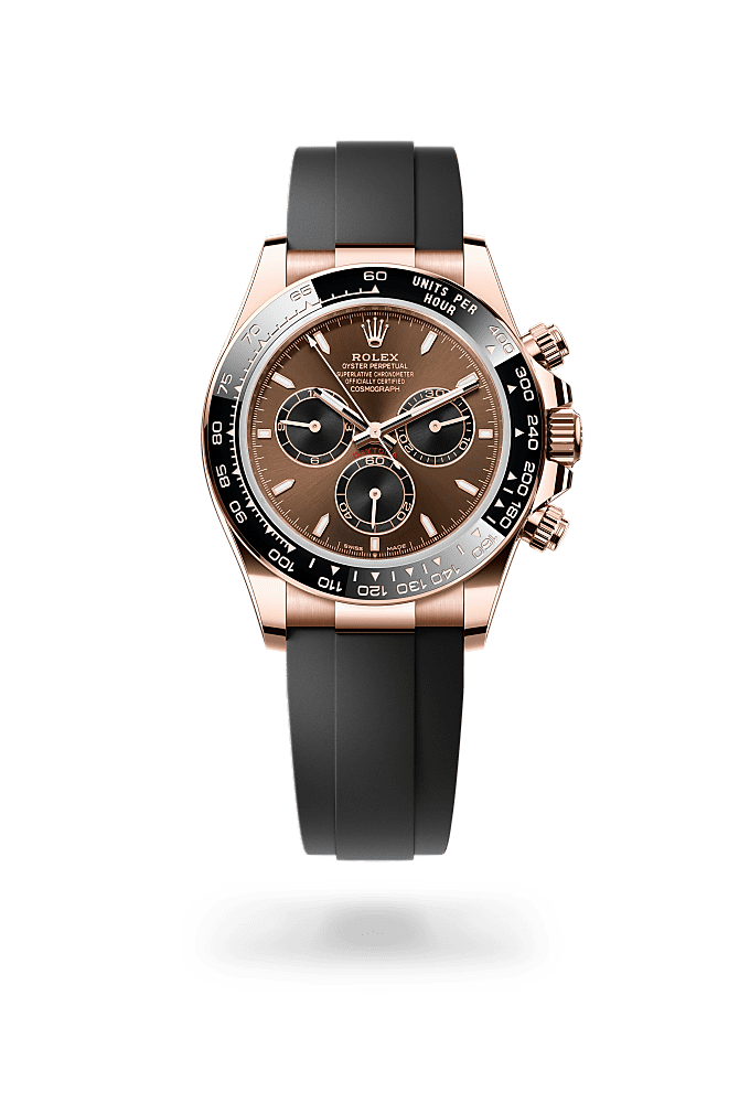 宇宙计型迪通拿, 蚝式，40毫米，永恒玫瑰金, 表盘 : 亮巧克力色及黑色, Rolex