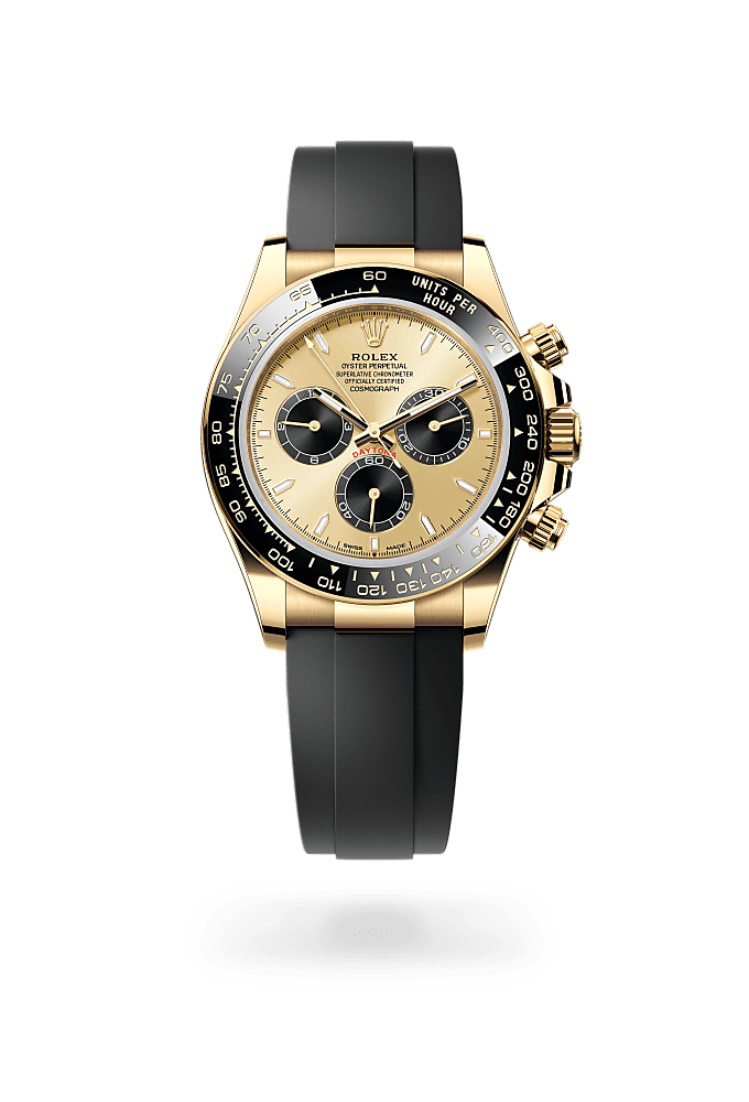 宇宙计型迪通拿, 蚝式，40毫米，黄金, 表盘 : 金色及亮黑色, Rolex