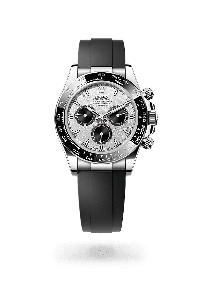 宇宙计型迪通拿, 蚝式，40毫米，白色黄金, 表盘 : 陨石及黑色, Rolex