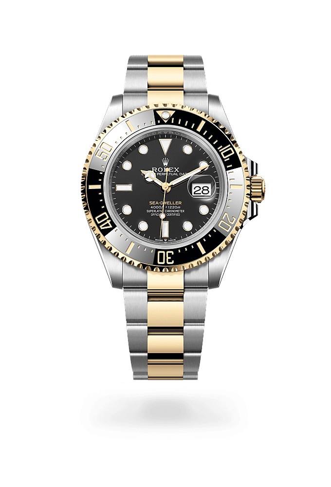 海使型, 蚝式，43毫米，黄金及蚝式钢, 表盘 : 醇黑色, Rolex