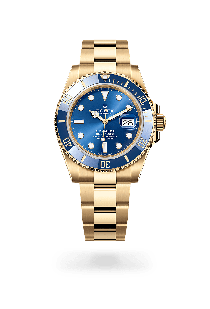 潜航者日历型, 蚝式，41毫米，黄金, 表盘 : 皇家蓝色, Rolex