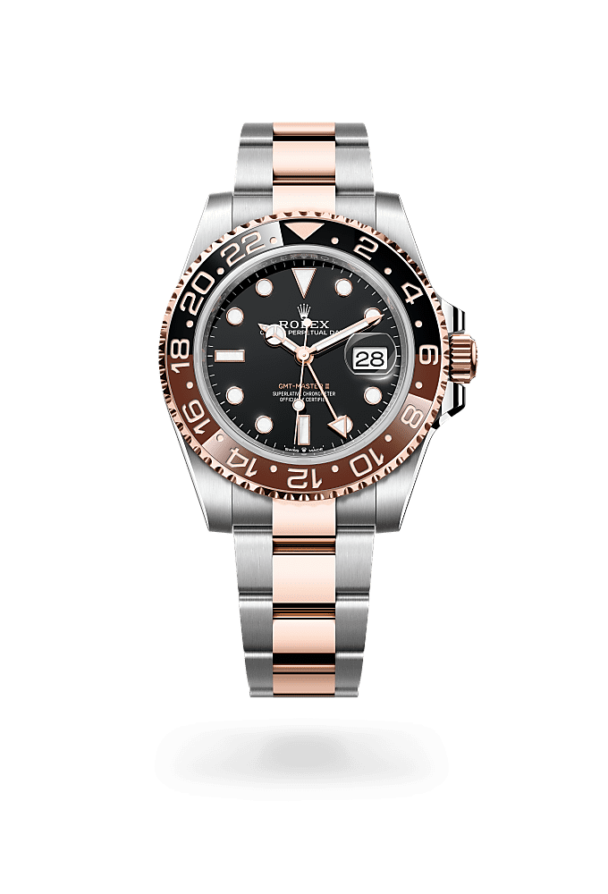 格林尼治型 II, 蚝式，40毫米，永恒玫瑰金及蚝式钢, 表盘 : 黑色, Rolex