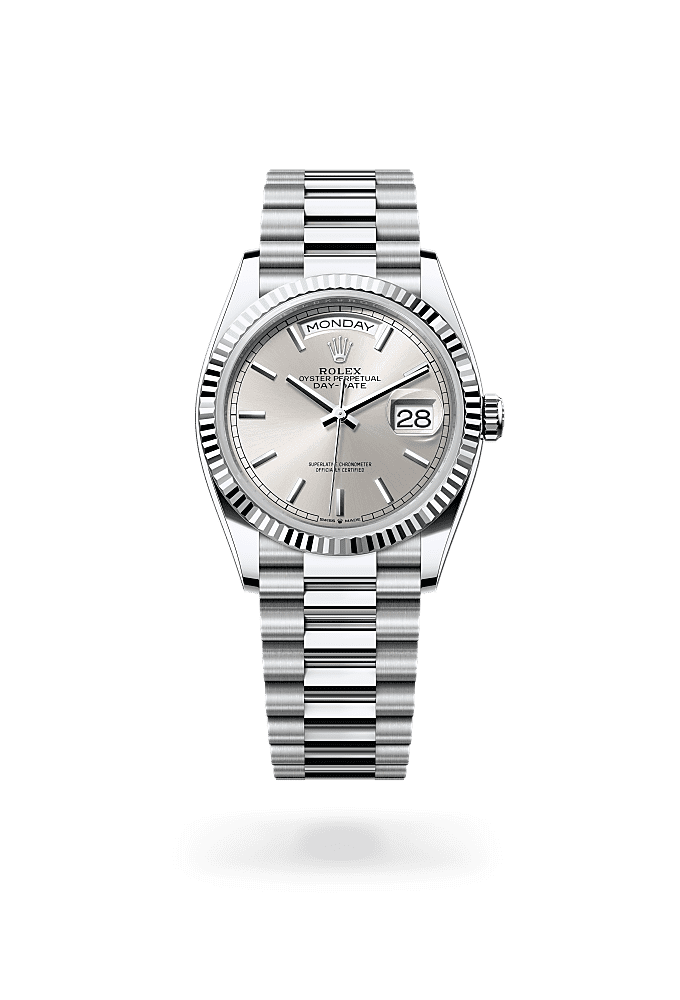 Day-Date 36, Oyster, 36 mm, platinum, Dial : Silver, Rolex