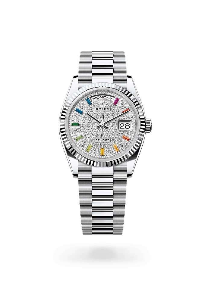 Day-Date 36, Oyster, 36 mm, platinum, Dial : Diamond-paved, Rolex