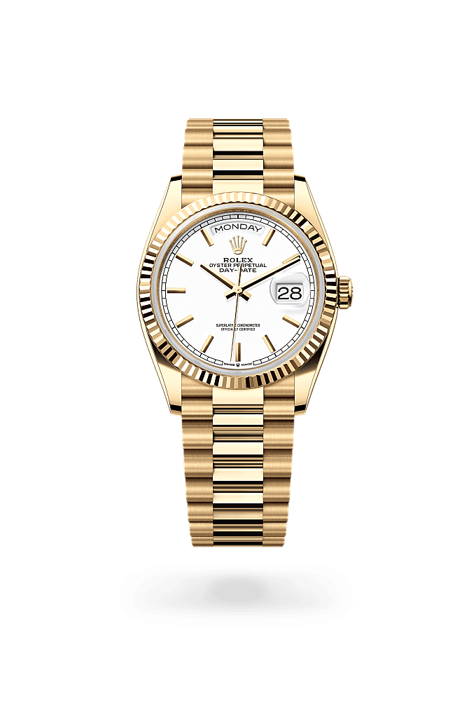 Day-Date 36, Oyster, 36 mm, yellow gold, Dial : White, Rolex