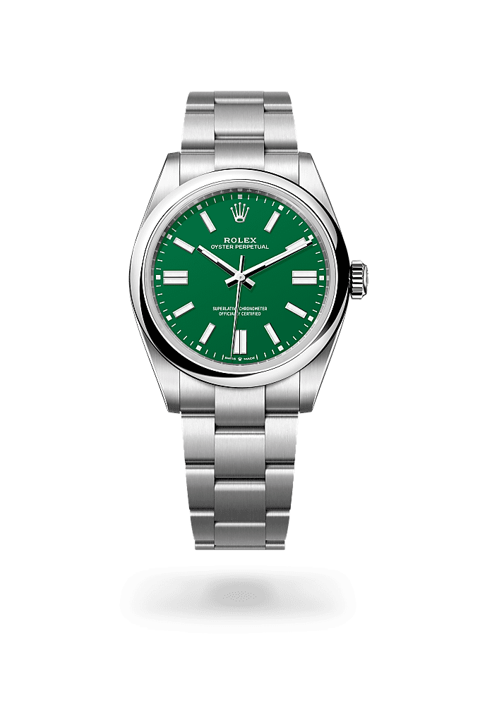 蚝式恒动型 41, 蚝式，41毫米，蚝式钢, 表盘 : 绿色, Rolex