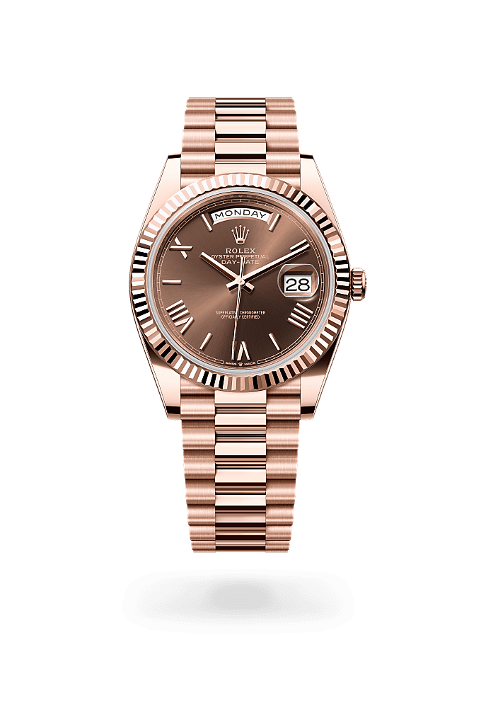Day-Date 40, Oyster, 40 mm, Everose gold, Dial : Chocolate, Rolex