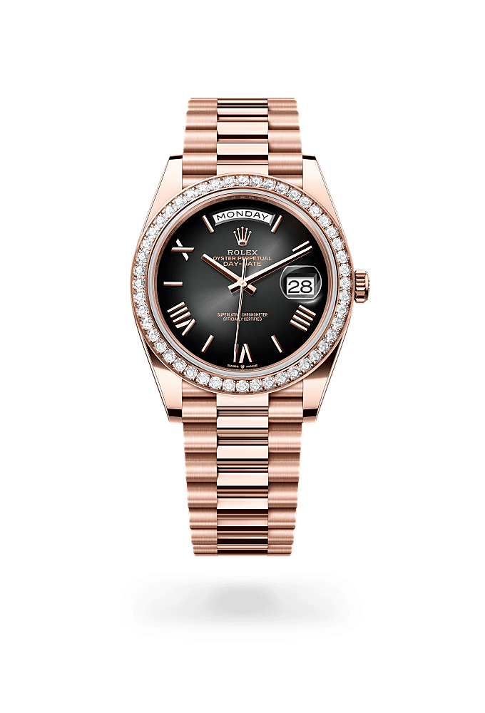 Day-Date 40, Oyster, 40 mm, Everose gold and diamonds, Dial : Slate ombré, Rolex
