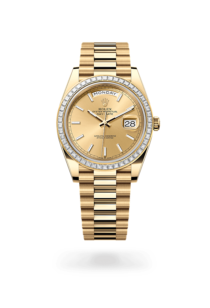 Day-Date 40, Oyster, 40 mm, yellow gold and diamonds, Dial : Champagne-colour, Rolex
