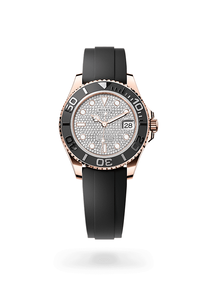 游艇名仕型 37, 蚝式，37毫米，永恒玫瑰金, 表盘 : 密镶钻石, Rolex