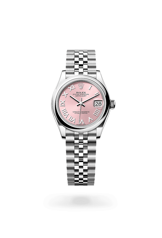 日志型 31, 蚝式，31毫米，蚝式钢, 表盘 : 粉红色, Rolex