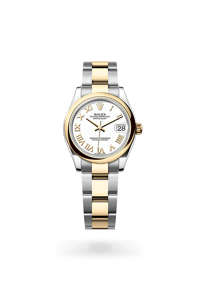 日志型 31, 蚝式，31毫米，黄金及蚝式钢, 表盘 : 白色, Rolex