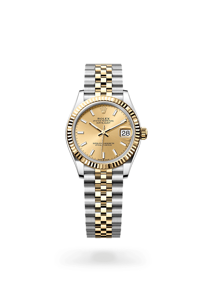 日志型 31, 蚝式，31毫米，黄金及蚝式钢, 表盘 : 香槟色, Rolex