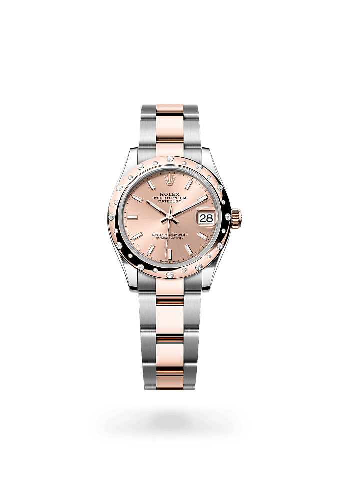 Datejust 31, Oyster, 31 mm, Oystersteel, Everose gold and diamonds, Dial : Rosé-colour, Rolex