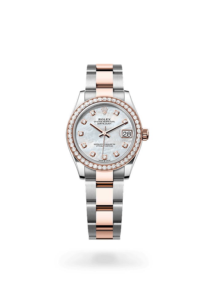 日志型 31, 蚝式，31毫米，钻石、永恒玫瑰金及蚝式钢, 表盘 : 白色珍珠母，镶钻石, Rolex