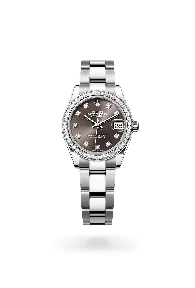Datejust 31, Oyster, 31 mm, Oystersteel, white gold and diamonds, Dial : Dark grey set with diamonds, Rolex