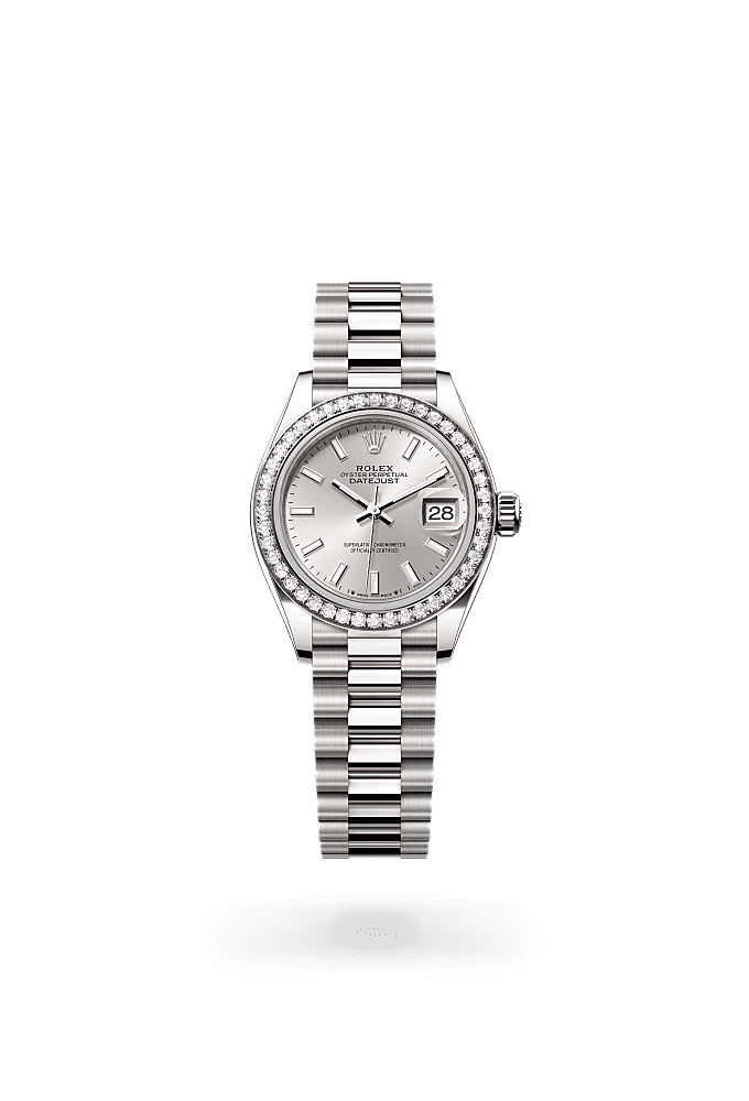 Lady-Datejust, Oyster, 28 mm, white gold and diamonds, Dial : Silver, Rolex