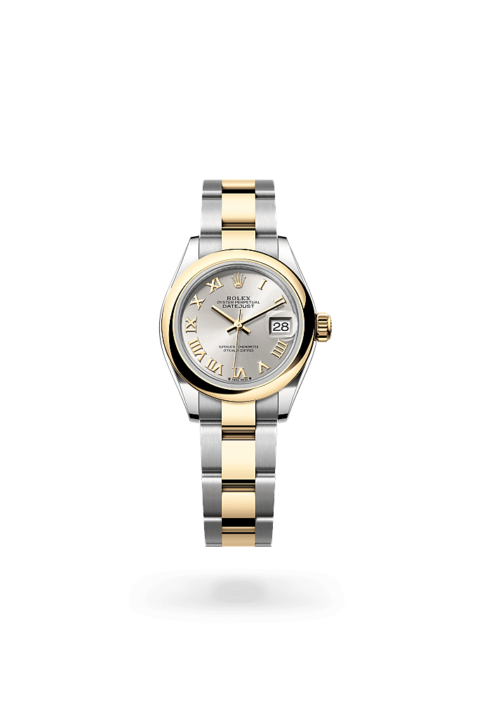 Lady-Datejust, Oyster, 28 mm, Oystersteel and yellow gold, Dial : Silver, Rolex