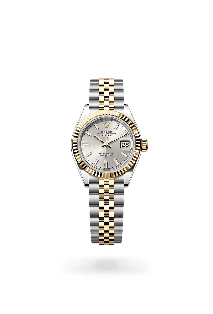 Lady-Datejust, Oyster, 28 mm, Oystersteel and yellow gold, Dial : Silver, Rolex