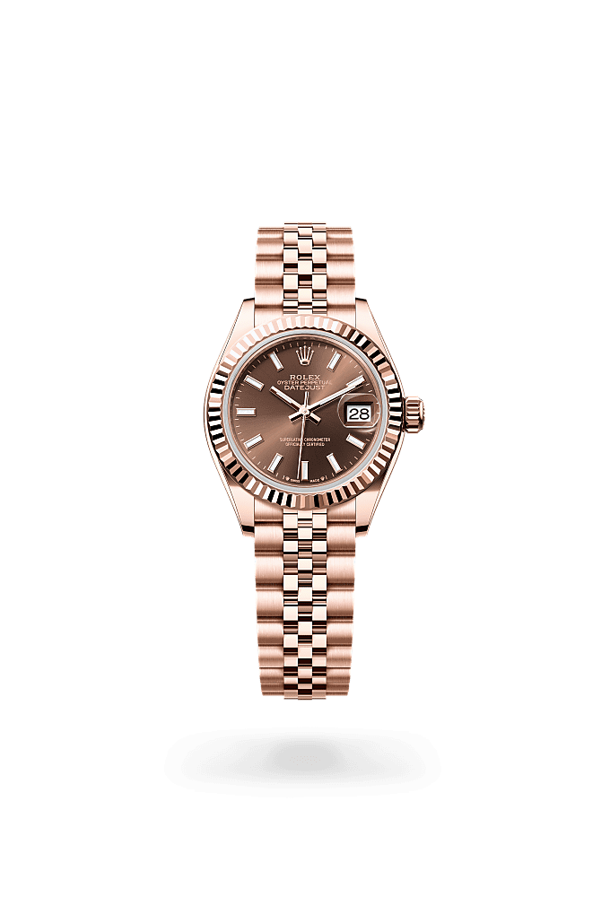 Lady-Datejust, Oyster, 28 mm, Everose gold, Dial : Chocolate, Rolex