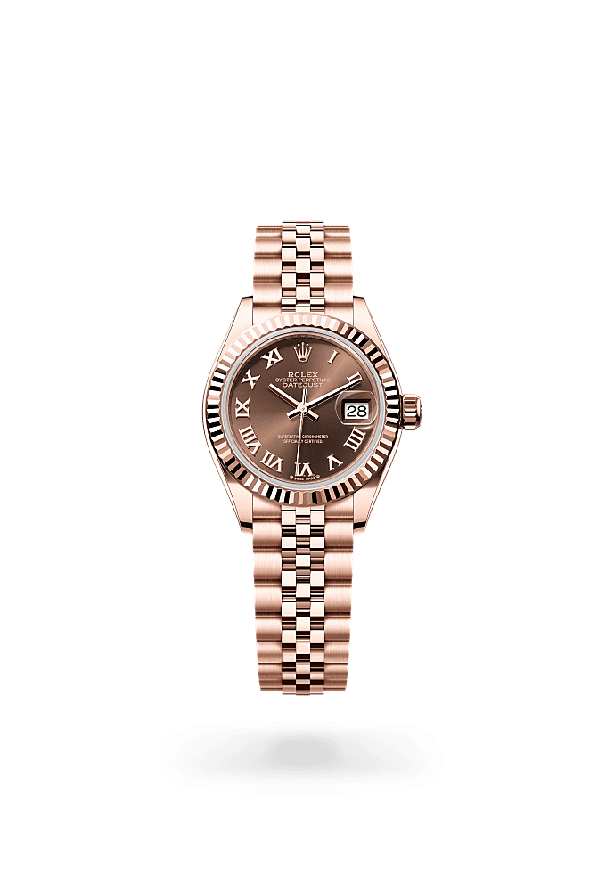 Lady-Datejust, Oyster, 28 mm, Everose gold, Dial : Chocolate, Rolex