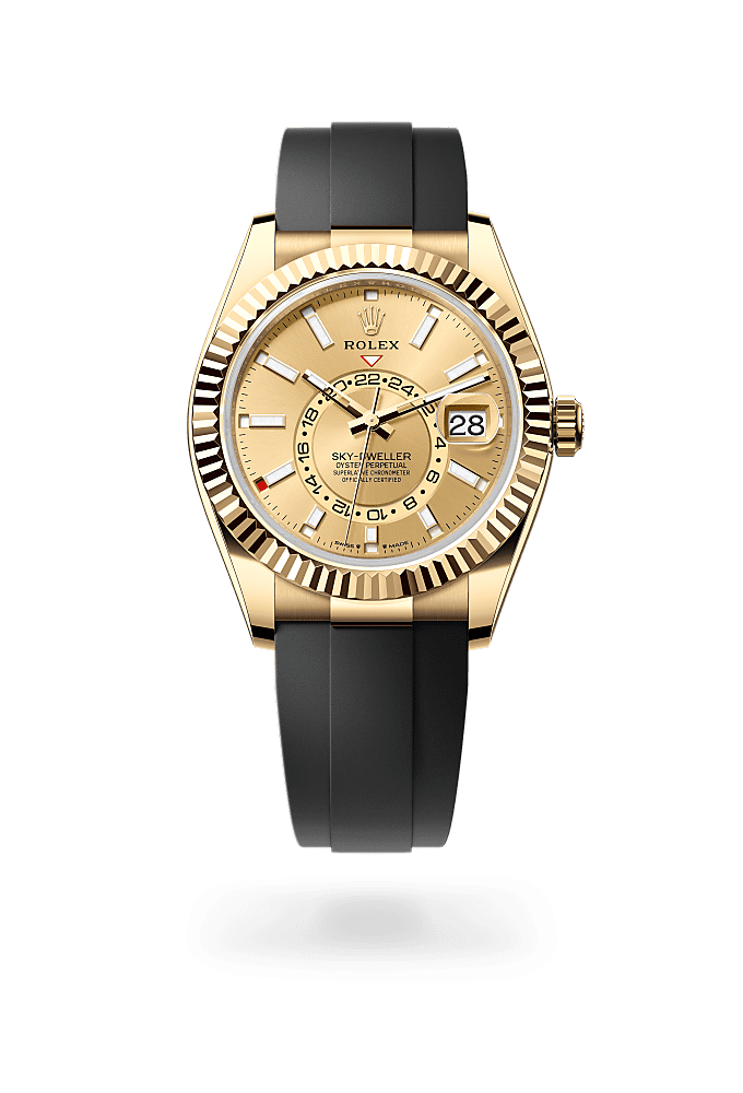 Sky-Dweller, Oyster, 42 mm, yellow gold, Dial : Champagne-colour, Rolex