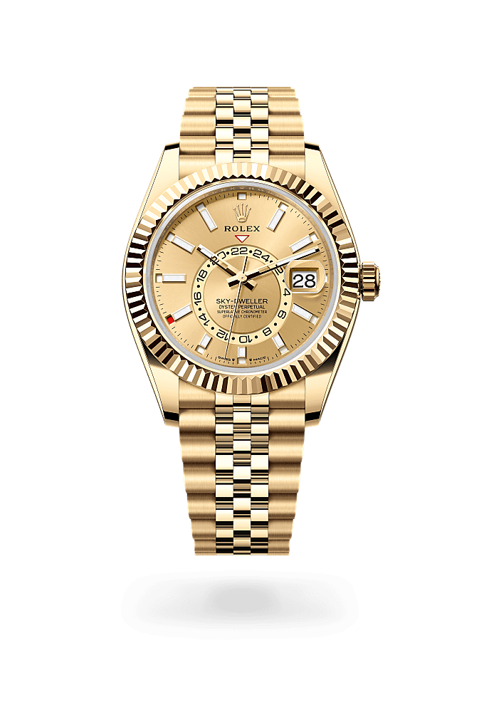 Sky-Dweller, Oyster, 42 mm, yellow gold, Dial : Champagne-colour, Rolex