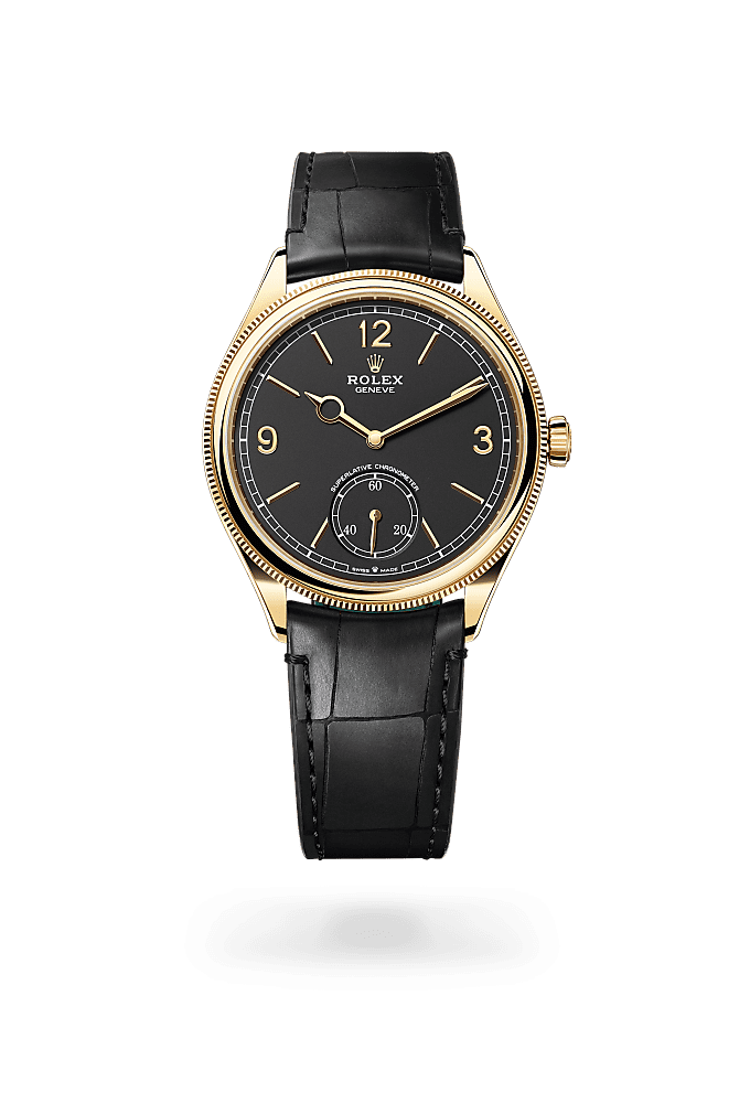 1908型, 39毫米，18K黄金，磨光效果, 表盘 : 醇黑色, Rolex