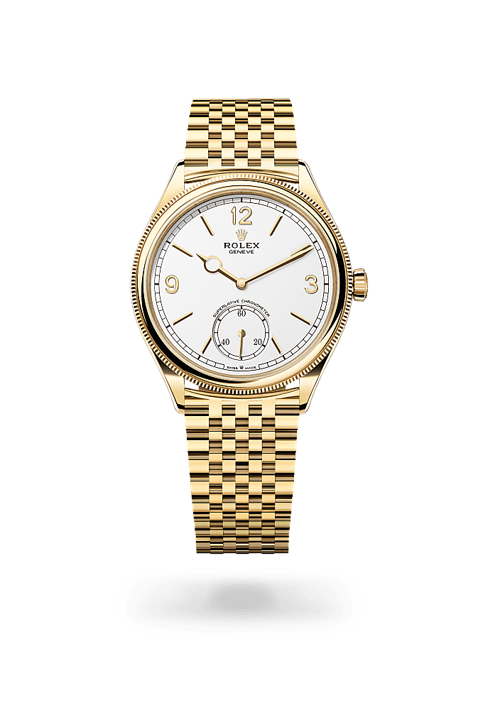 1908型, 39毫米，18K黄金，磨光效果, 表盘 : 醇白色, Rolex